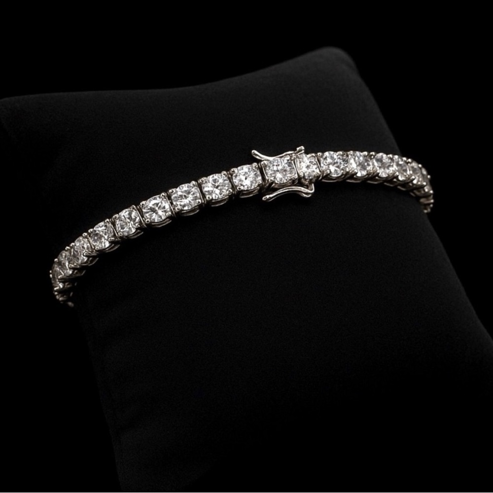 925 Silver, 14.40CTW Moissanite Tennis Bracelet